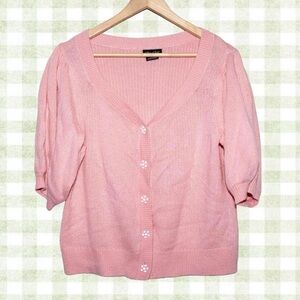 Pink Short Sleeve Cardigan